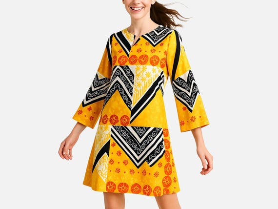 1960s BH Wragge Silk Mini Dress: Vintage Geometri… - image 1