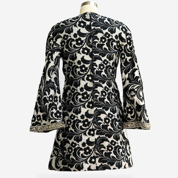 1960s Bob Bugnand Couture Mini Dress: Black Silve… - image 6