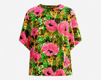 1980s Argenti Floral Silk Blouse: Vintage Designer Top