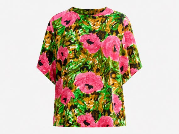 1980s Argenti Blouse | Silk Floral Pattern | Size 6