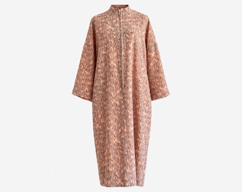 1980s Wool Paisley Cocoon Dress | Fully Lined | Nehru Collar | Size Medium