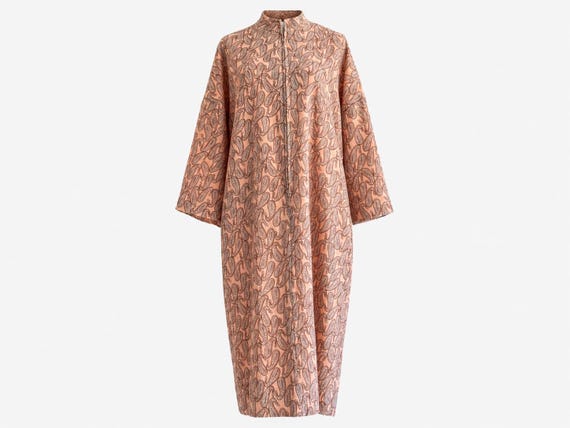 1980s Wool Paisley Cocoon Dress | Fully Lined | Nehru Collar | Size Medium