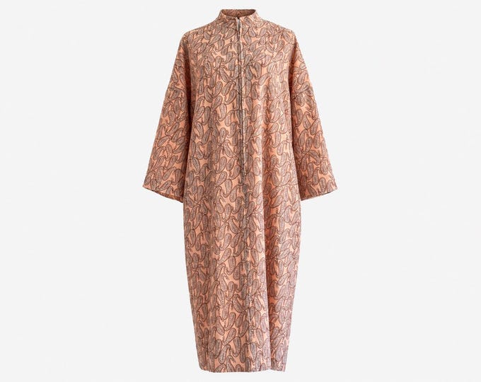 1980s Wool Paisley Cocoon Dress | Fully Lined | Nehru Collar | Size Medium
