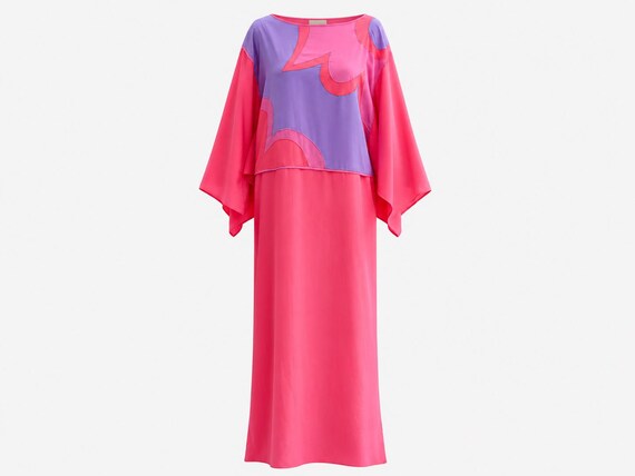 1980s Bill Tice Satin Maxi Dress: Vintage Dolman Sleeves