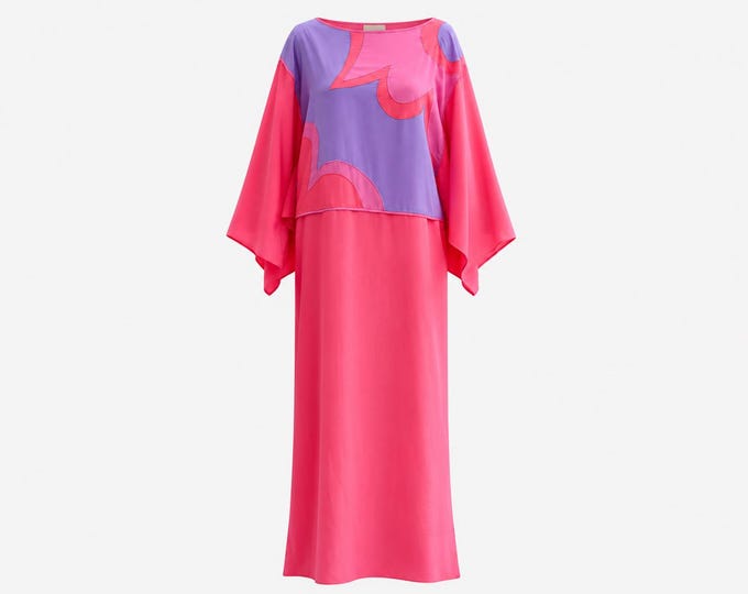 1980s Bill Tice Satin Maxi Dress: Vintage Dolman Sleeves