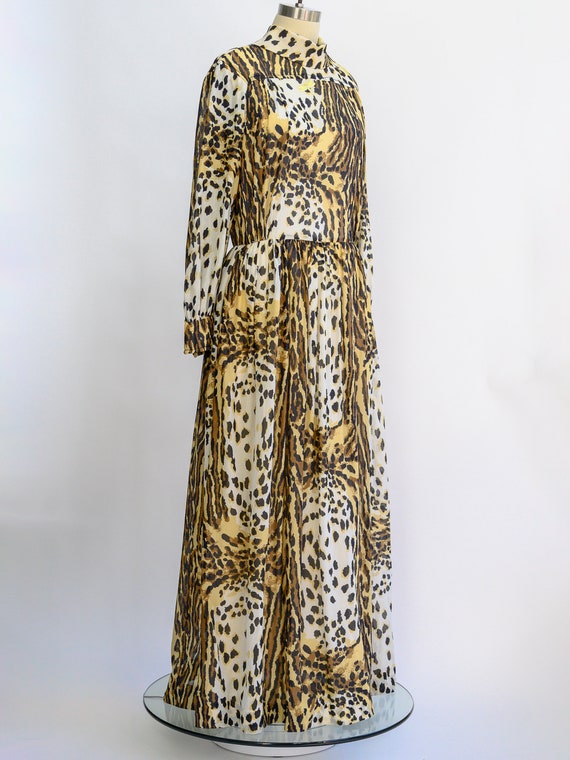 Vintage animal print hostess dress, maxi gown fro… - image 2