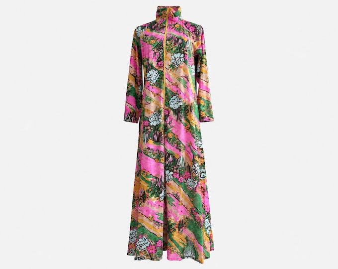 1960s Maxi Dress | Psychedelic Floral Patten | Size 12