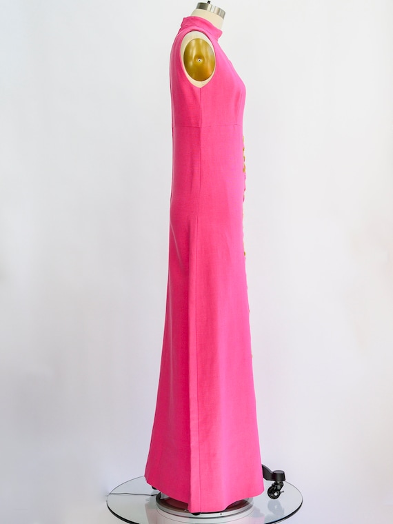 Vintage pink heavyweight linen hostess dress from… - image 8