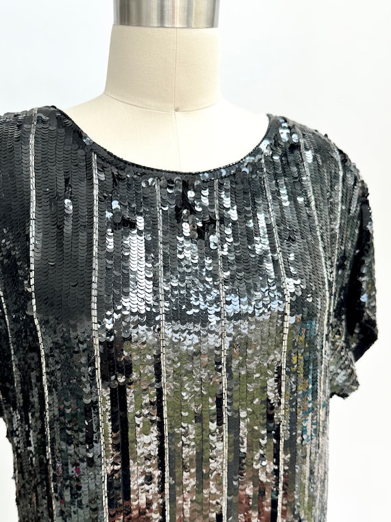 Vintage Argenti black and silver sequined party d… - image 1