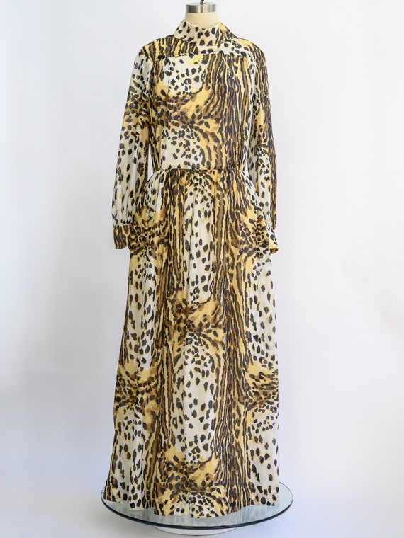 Vintage animal print hostess dress, maxi gown fro… - image 3