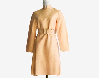 1960s Tailored Silk Mini Dress | Butter Yellow Iridescent Mod Shift