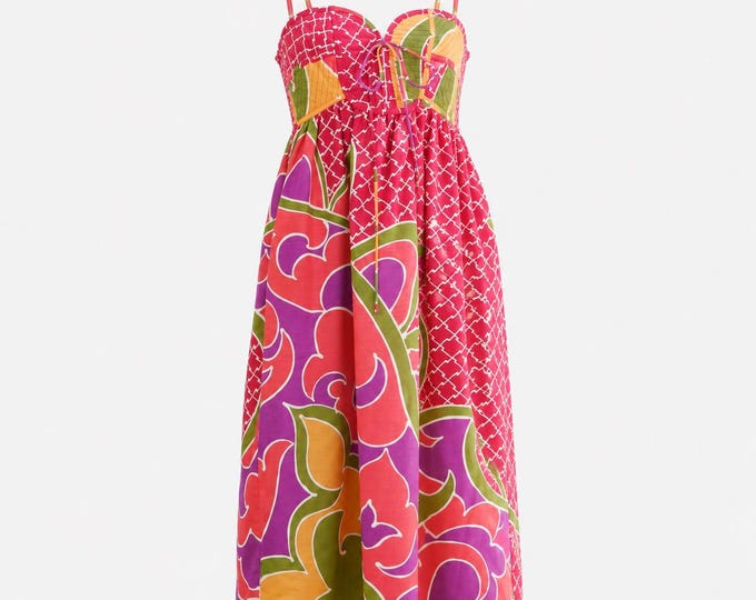 1970s Bill Tice Cotton Sundress | NWT Smocked and Quilted | Size Medium