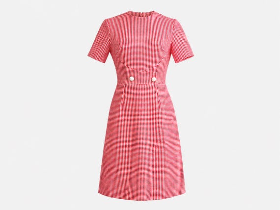 1960s Mod Scooter Mini Dress | Red Gingham Check | Will Fit Extra-small, small