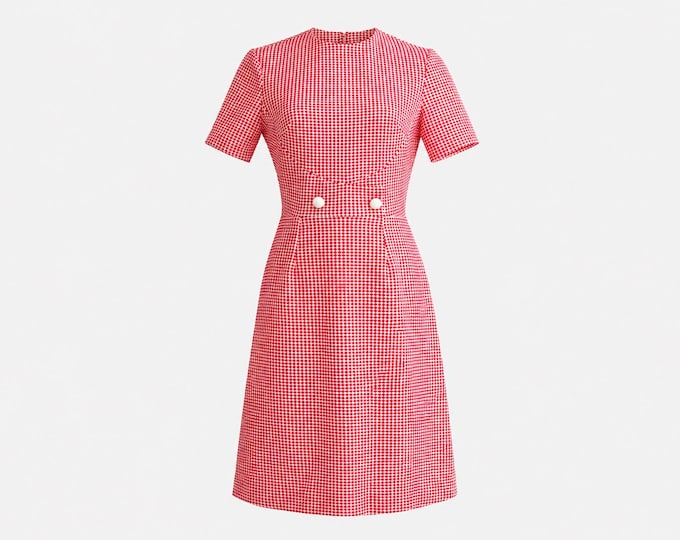 1960s Mod Scooter Mini Dress | Red Gingham Check | Will Fit Extra-small, small