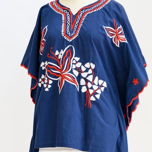 Vintage mini caftan from the 1970s. Embroidered with butterflies. Pool, beach, 4th of July, Memorial Day. Vintage preppy. Palm Royale. image 5