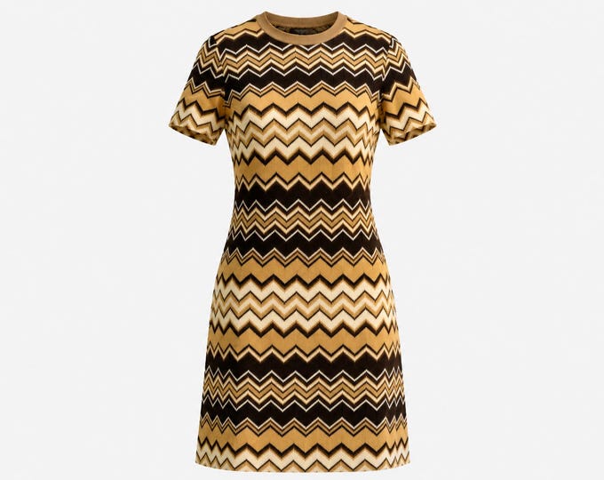 1960s L'Aiglon Knit Mini Scooter Dress: | Chevron Striped Knit | Size Medium
