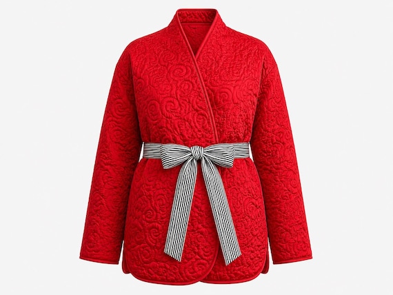 One-of-a-Kind Red Silk Bed Jacket from the 1980s