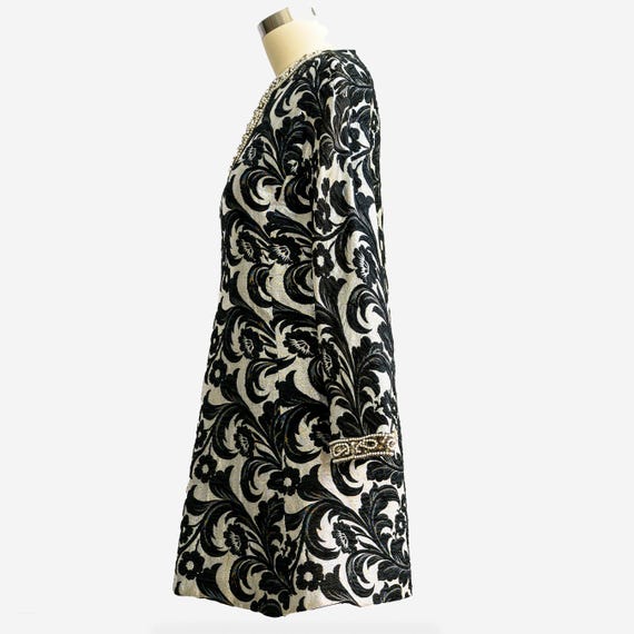 1960s Bob Bugnand Couture Mini Dress: Black Silve… - image 7