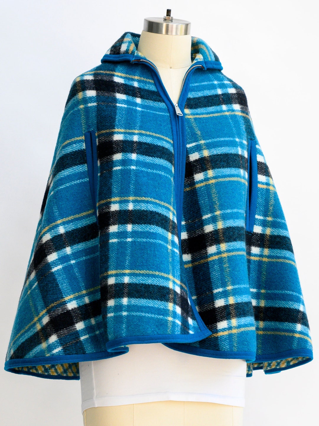 Vintage Reversible Wool Blanket Cape/poncho From the 1970s. Made in