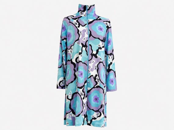 1960s Eduardo Pucci for Travel-Lite  Mini Lounge Gown | Classic Psychadelic Print | Size Medium