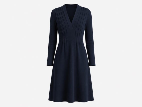 Joanie Char Little Black Wool Dress from the 1980s