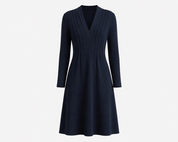 Joanie Char Little Black Wool Dress from the 1980s