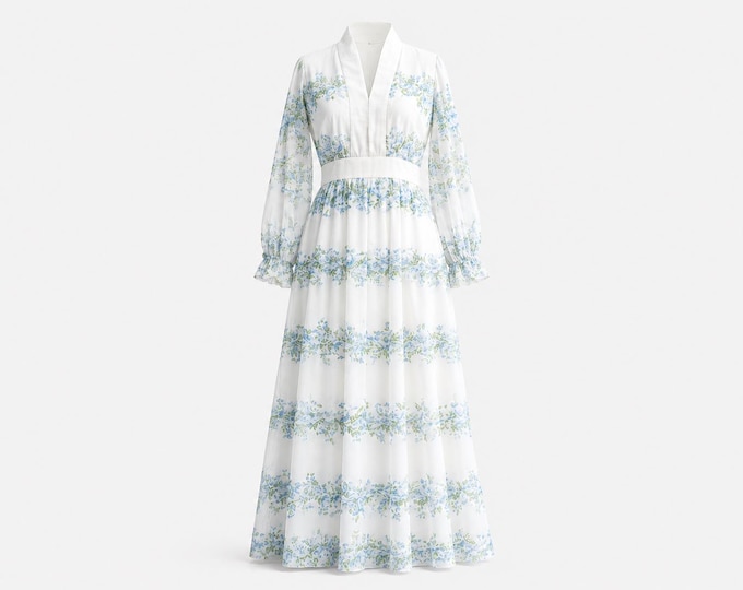 1970s Floral Maxi Dress: Ethereal Boho Bridal Gown - Vintage Avalon Classics
