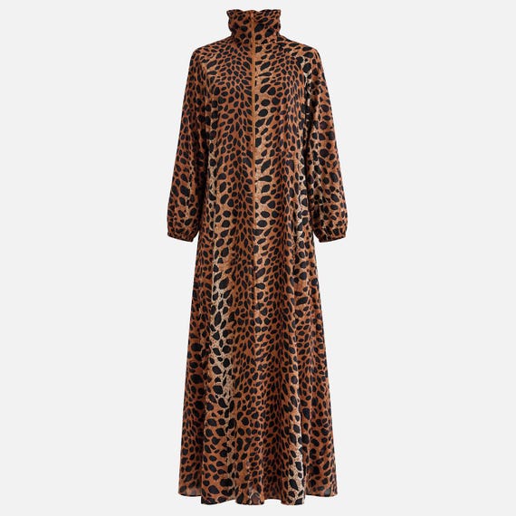1970s Elaine Sklar Maxi Dress | Leopard Animal Print | Will Fit Size Small and Medium