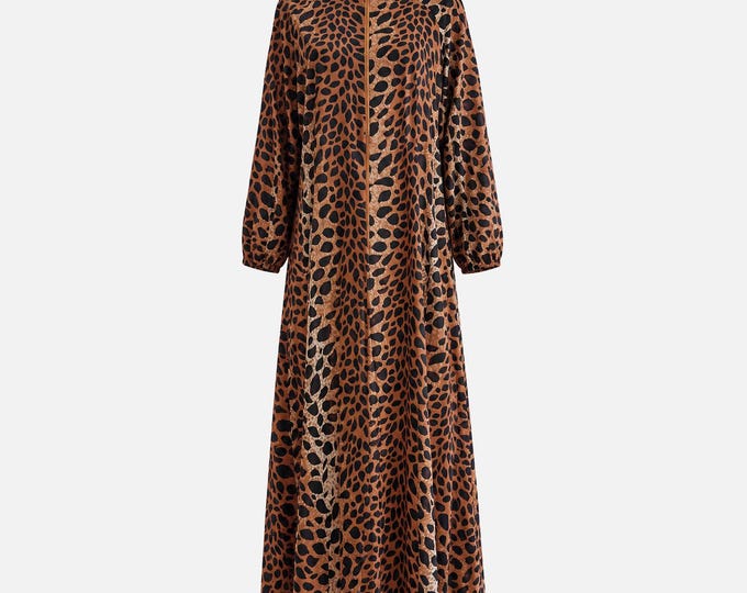 1970s Elaine Sklar Maxi Dress | Leopard Animal Print | Will Fit Size Small and Medium