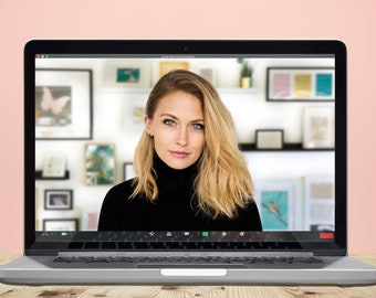 Zoom background home office wall gold frame gallery wall blurred backdrop studio background