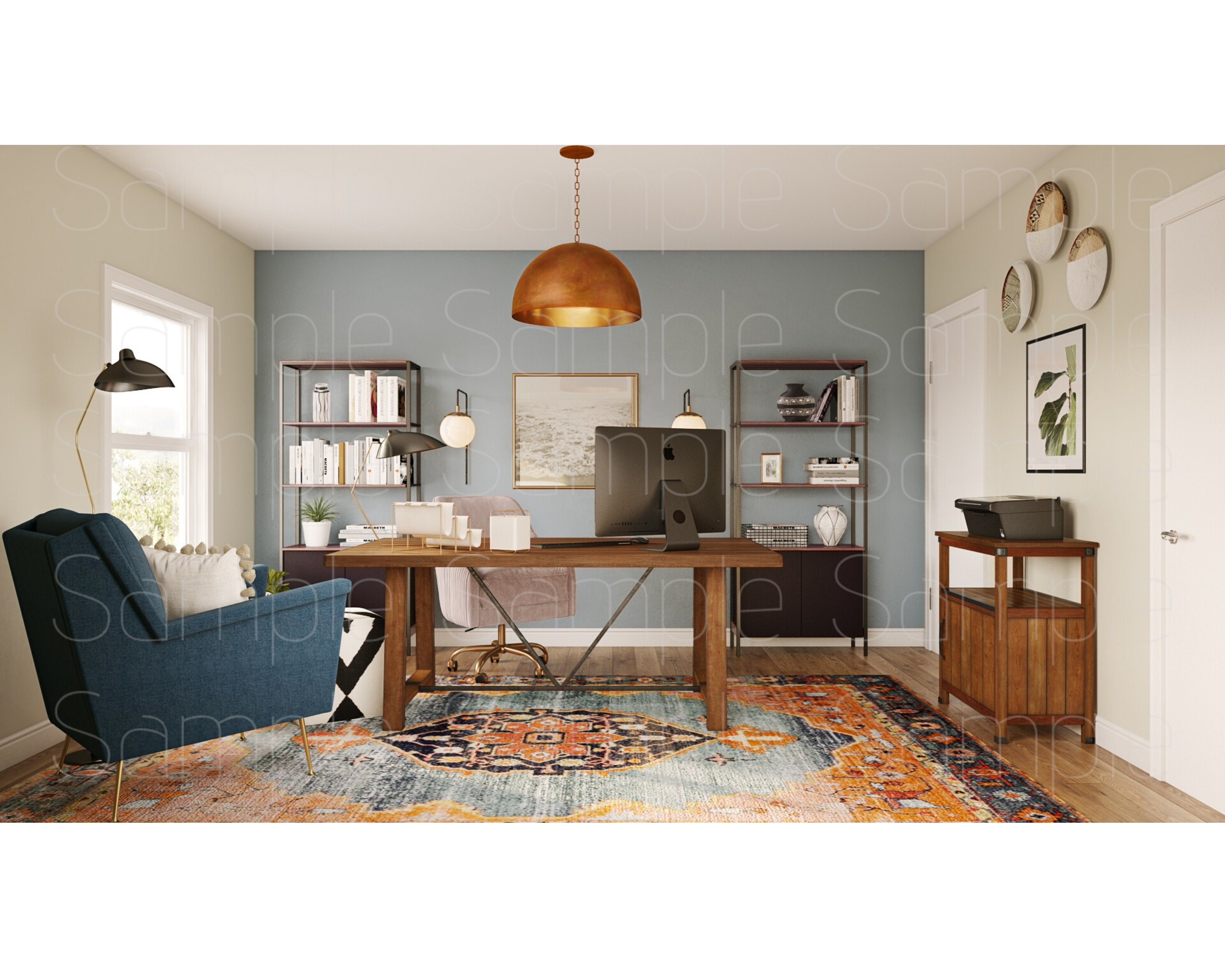 Zoom background home office backdrop | Etsy