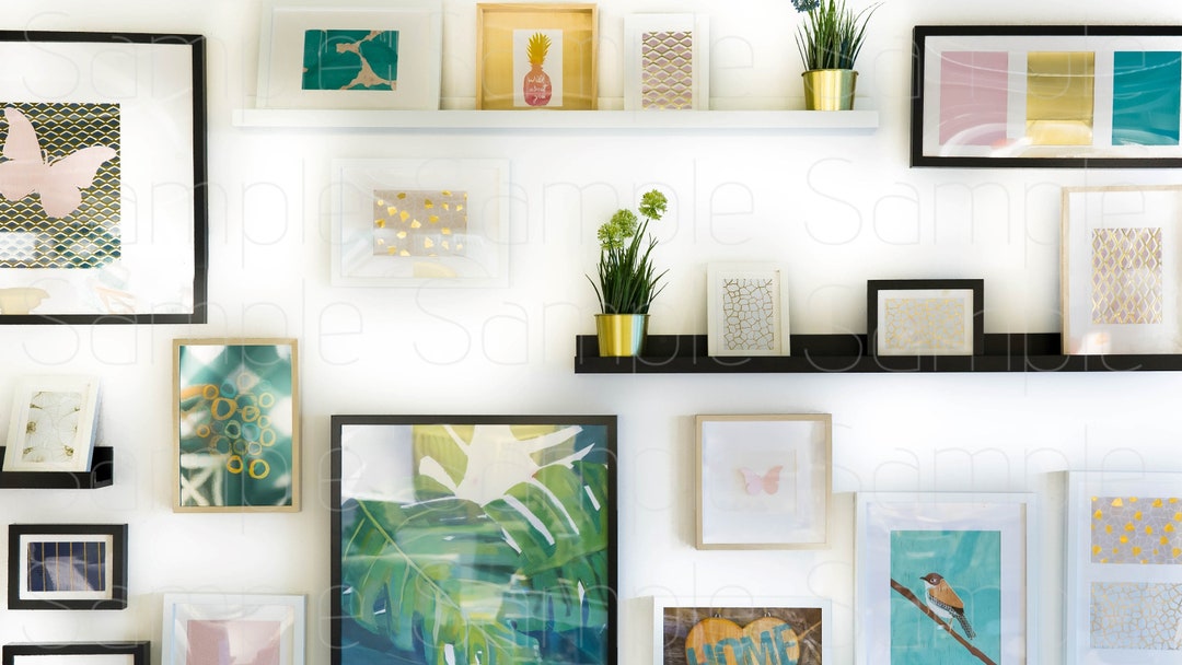 Zoom Background Home Office Wall Gold Frame Gallery Wall Backdrop Etsy