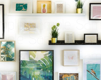 Zoom background home office wall gold frame gallery wall backdrop