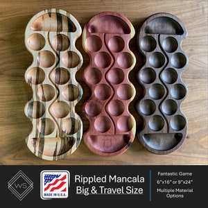 Rippled Mancala Board Game: A Harmonious Blend of Craftsmanship and Play | MADE IN USA | Customizable | Family Gift | Half Moon Pockets