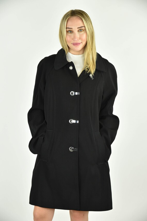 Vintage 90's London Fog Black Trench Coat Size Med