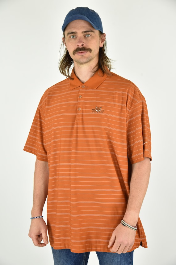 Vintage 90's Nike Golf Oranje Gestreepte Polo Shirt Maat | Etsy