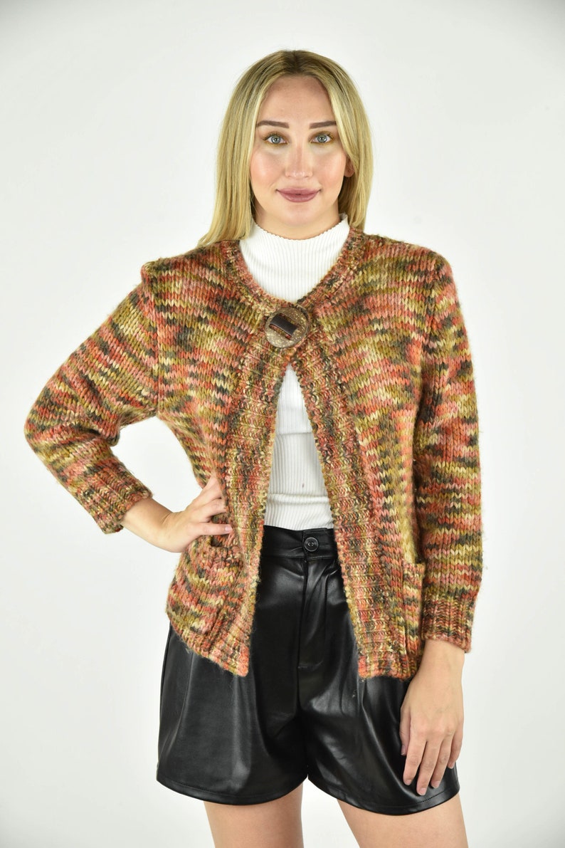 Vintage 90/'s Ruby Rd Orange Cardigan Size LG