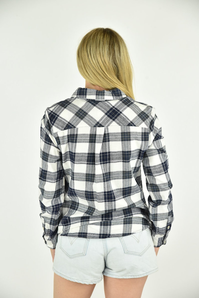 Vintage 90/'s Forever 21 Blue Plaid Buttondown Shirt Size MED