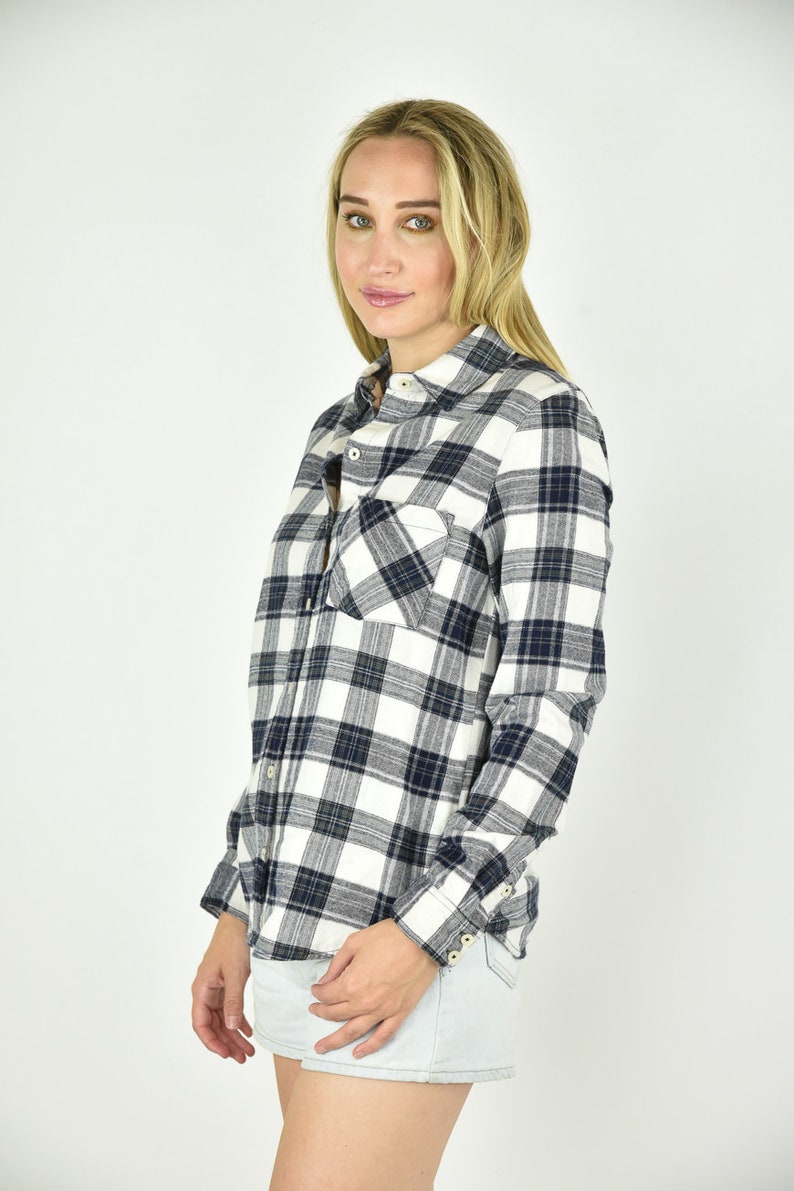 Vintage 90/'s Forever 21 Blue Plaid Buttondown Shirt Size MED