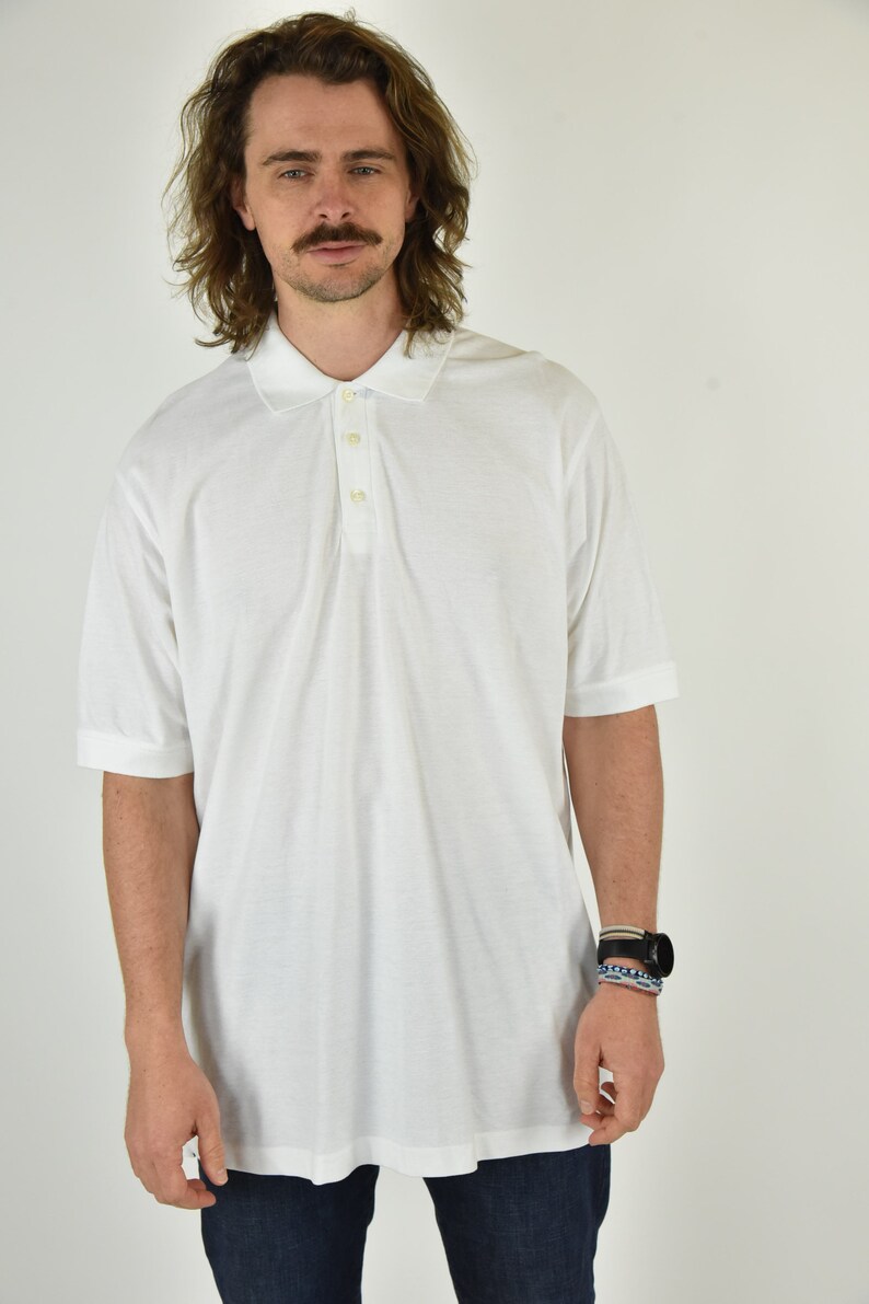 Vintage 90/'s Beverly Hills Polo Club White Polo Shirt Size XXL