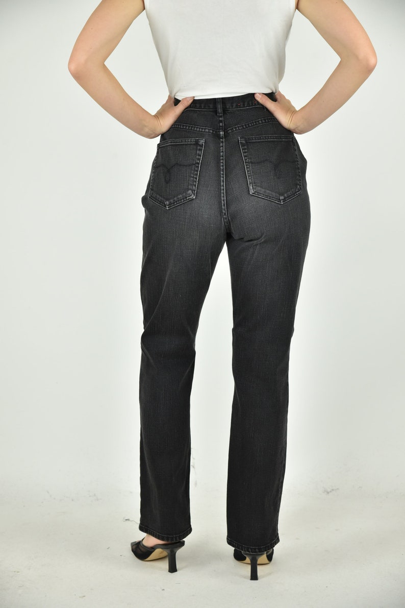 Black Straight Leg High Rise Jeans Size 10 Vintage 90/'s Lauren Jeans Co