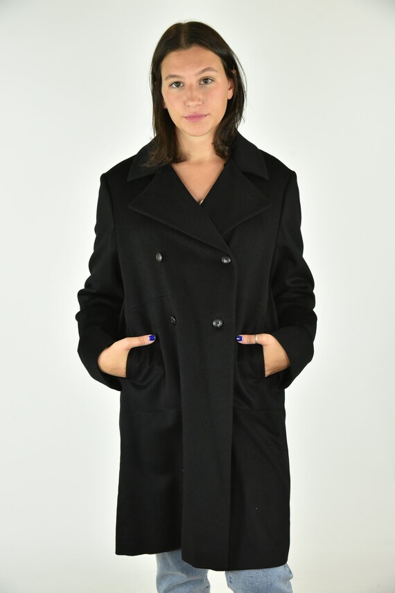 Vintage 90's Jil Sander Black Peacoat Size 42