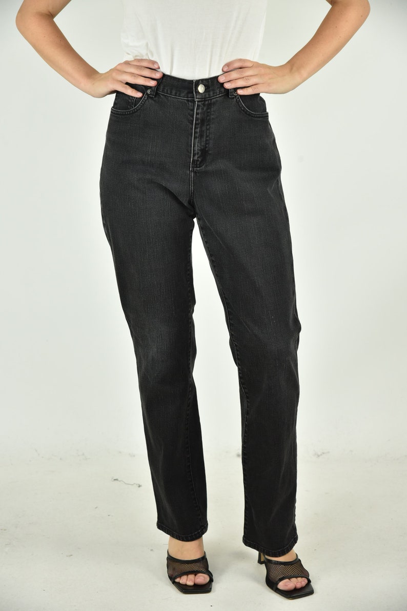Black Straight Leg High Rise Jeans Size 10 Vintage 90/'s Lauren Jeans Co