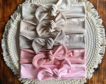 Tie Headbands | Available in 17 Colours | Adjustable Bow Headband | Bamboo Jersey