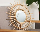 Hand made home stay decorative mirror Nordic rattan mirror wall decoration wall hanging photography props wall hanging