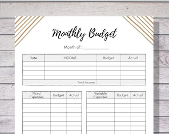 Monatliches Budgetblatt, Digitales Budgetblatt, Monatsplaner, Budgetplaner PDF, druckbares Budgetkit, Monatsplaner, Budget Tracker