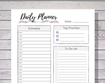 Daily Planner Page, Printable Day Plan, Daily Planner Page, Day Planner By Hour, Daily Planner PDF, Hourly Daily Planner, Printable Planner