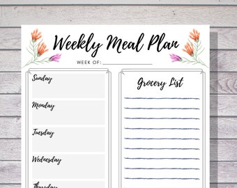 Weekly Meal Plan, Menu Plan Printable, Weekly Meal Planner, Printable Meal Plan, Menu Planner Digital, Meal Planner PDF, Week Meal Plan,