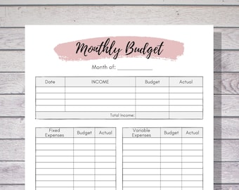 Monatliches Budgetblatt, Digitales Budgetblatt, Monatsplaner, Budgetplaner PDF, druckbares Budgetkit, Monatsplaner, Budget Tracker
