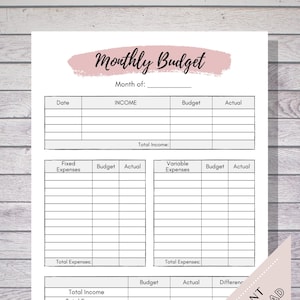 Monthly Budget Sheet, Digital Budget Sheet, Monthly Budget Plan, Budget Planner PDF, Printable Budget Kit, Monthly Planner, Budget Tracker